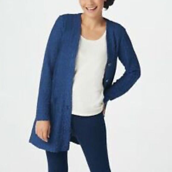 GRAVER Susan Graver Novelty Slub-Knit Cardigan - Picture 1 of 6